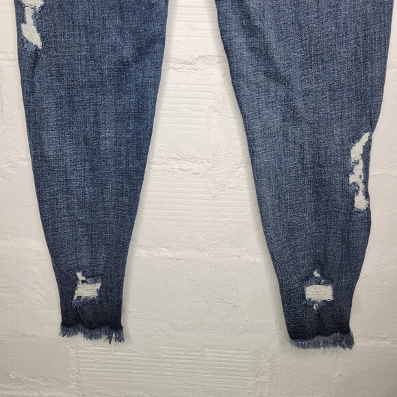 Kancan Women's Size 29 Jeans Mid Rise Ankle Skinny Distressed Raw Hem - Picture 5 of 8